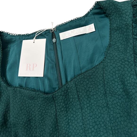 NWT Rachel Parcell V-neck Flared Dress in Dark Emerald - Picture 7 of 7